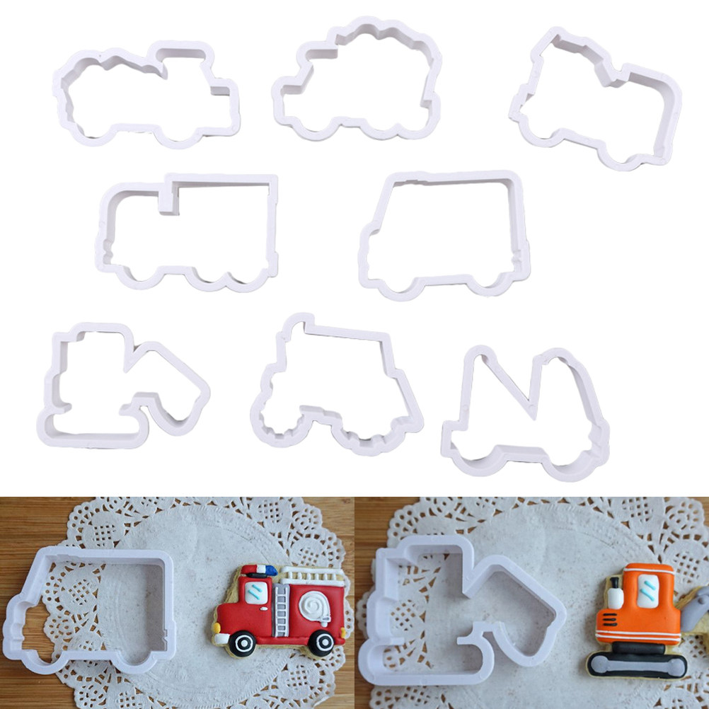 Kitchen Baking Decor - 8Pcs Car Transport Design Plastic Biscuit