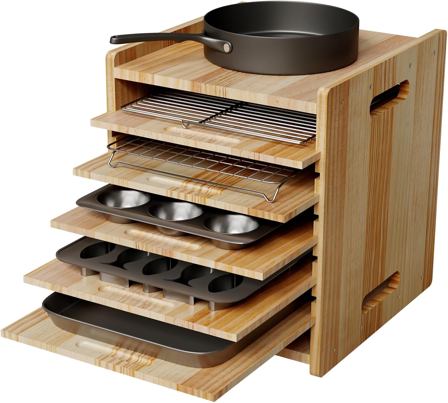 Kitchen Baking Pan Organizer - 7 Tier Cookie Sheet Organizer for