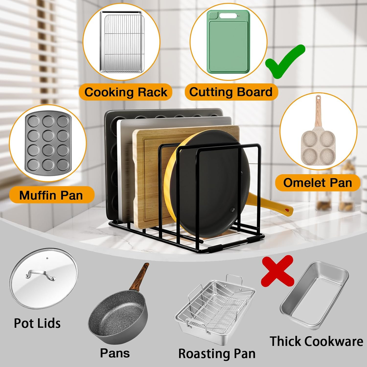 Steel Kitchen Cabinet Organize - đánh giá và giá Kitchen Baking Pan Organizer