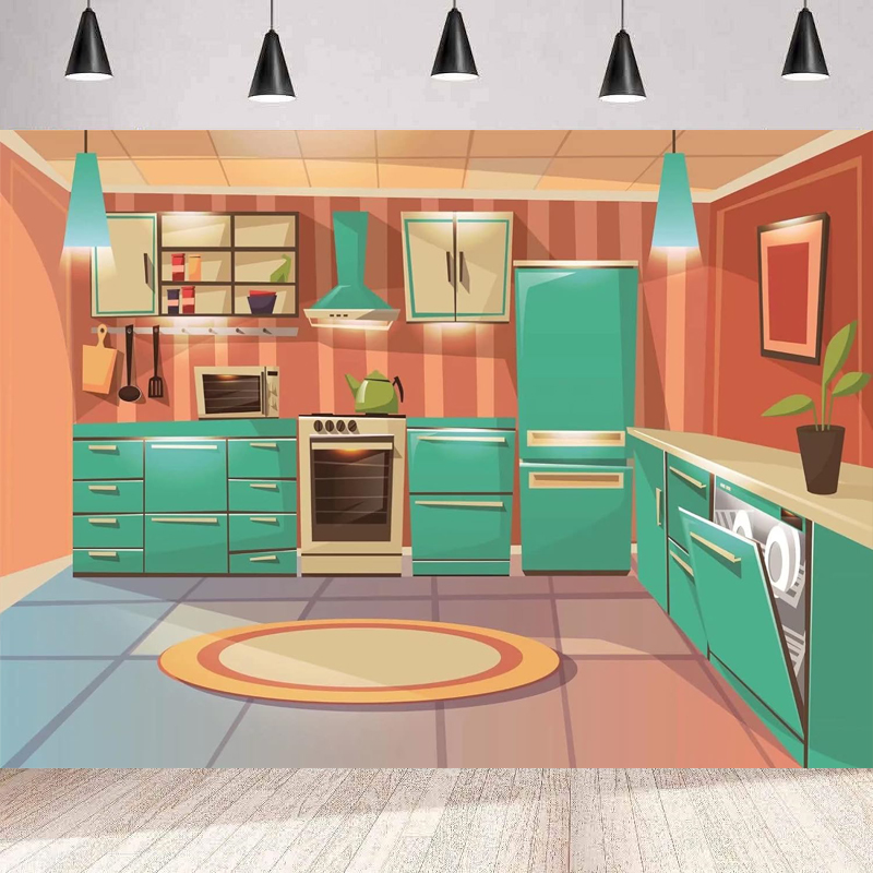 Photography Backdrop Cartoon K - đánh giá và giá Kitchen Baking Cupboard