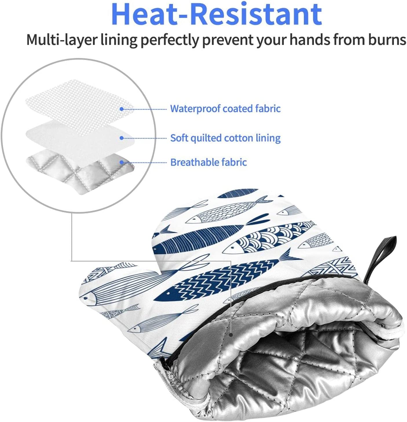 Blue Fishes Oven Mitts/Gloves  - đánh giá và giá Kitchen Baking Gloves