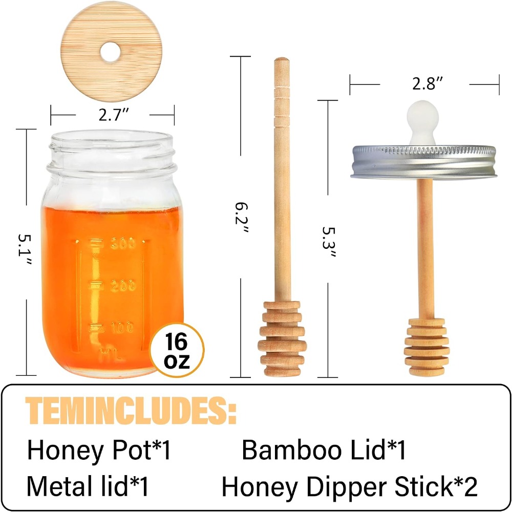 16oz Glass Honey Jar with Hone - đánh giá và giá Kitchen Baking Ideas