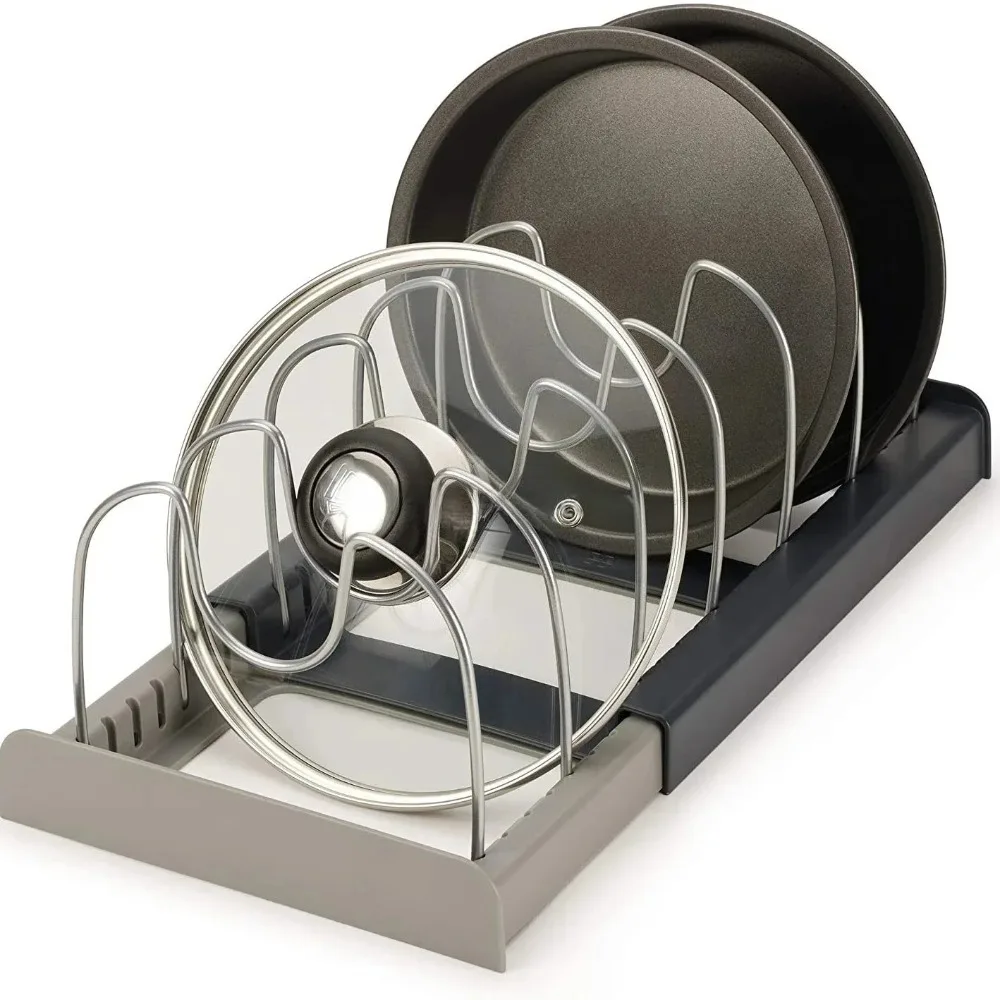 1Pc 7-grid Telescopic Pot Rack - đánh giá và giá Kitchen Baking Pan Organizer