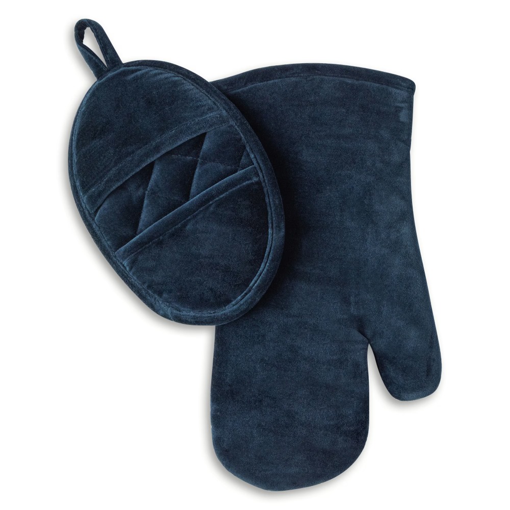 Velvet Blue 2-Piece Kitchen Ov - đánh giá và giá Kitchen Baking Gloves