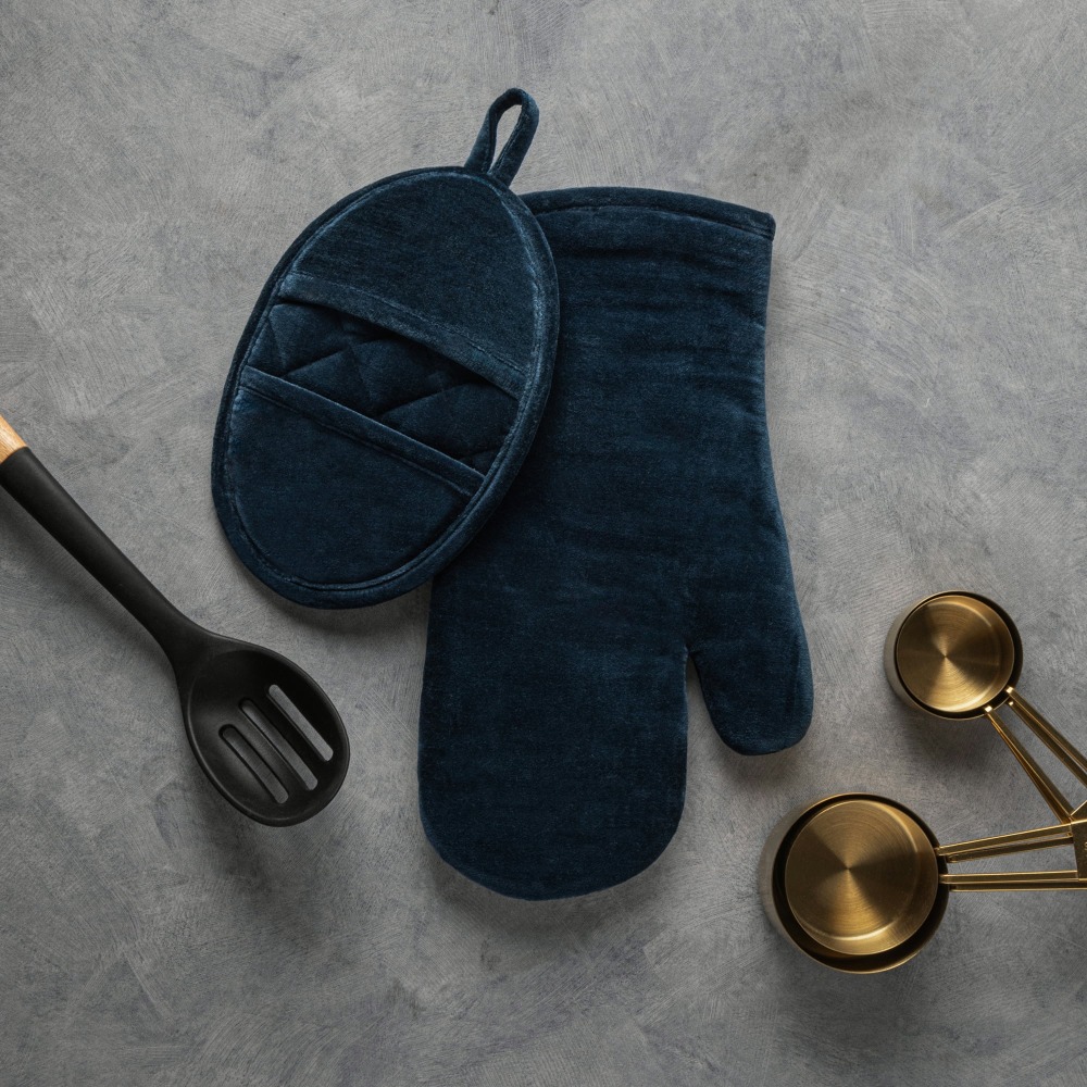Velvet Blue 2-Piece Kitchen Ov - đánh giá và giá Kitchen Baking Gloves