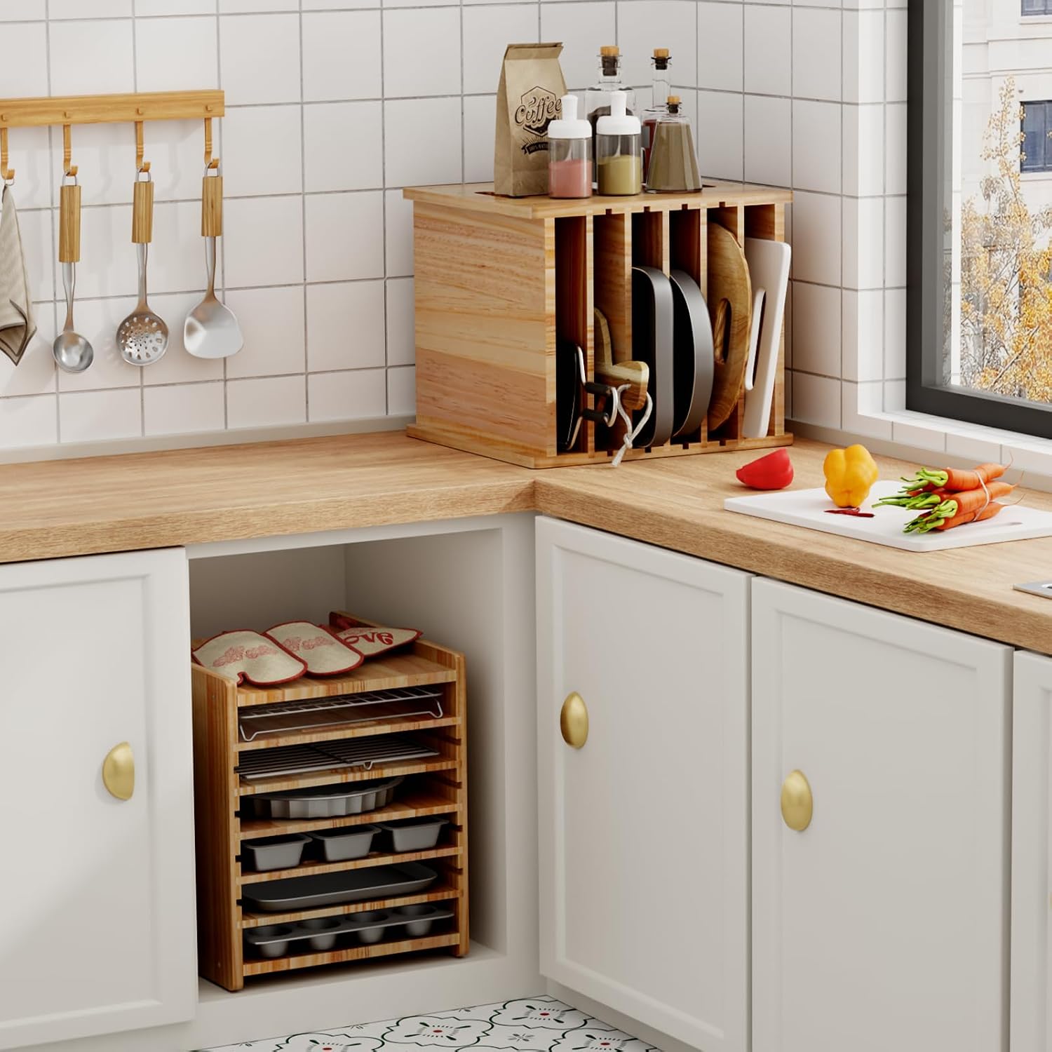 7 Tier Cookie Sheet Organizer  - đánh giá và giá Kitchen Baking Pan Organizer