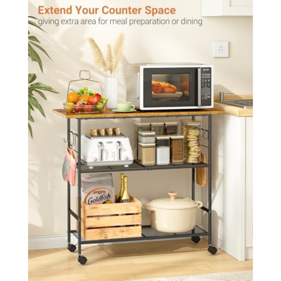 Kitchen Island with 3 Shelves, - đánh giá và giá Kitchen Baking Island