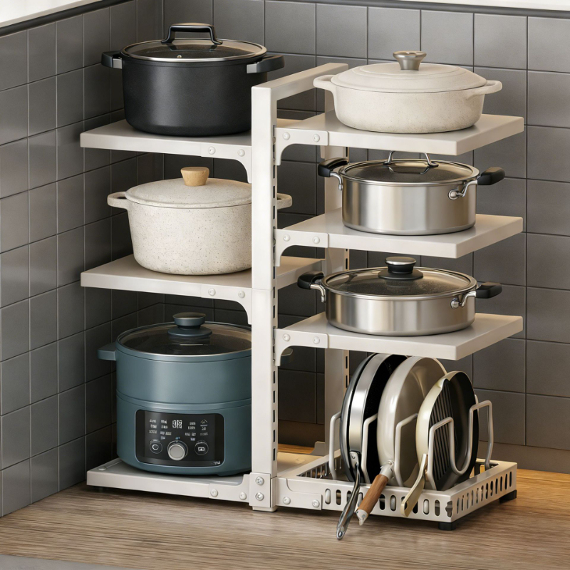 Space Saving Kitchen Pot Rack  - đánh giá và giá Kitchen Baking Pan Organizer