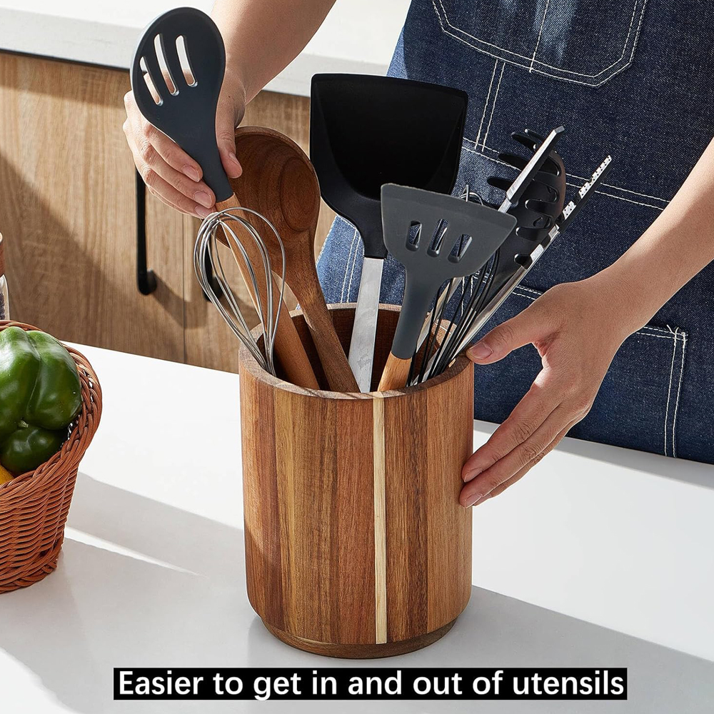 Acacia Wood Utensil Holder for - đánh giá và giá Kitchen Utensils